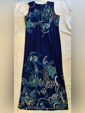 Black Label by Chico's Blue Paisley Maxi Dress